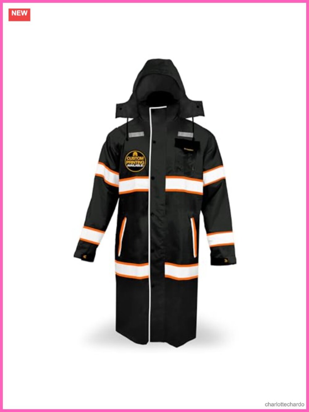ANSI Class 3 Reflective Rain Jacket Trench Coat Waterproof Work Wear